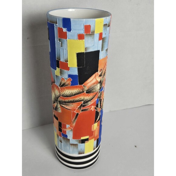 Minh Long Limited Edition  decorative vase featuring a colorful, mosaic-like... - Picture 4 of 7